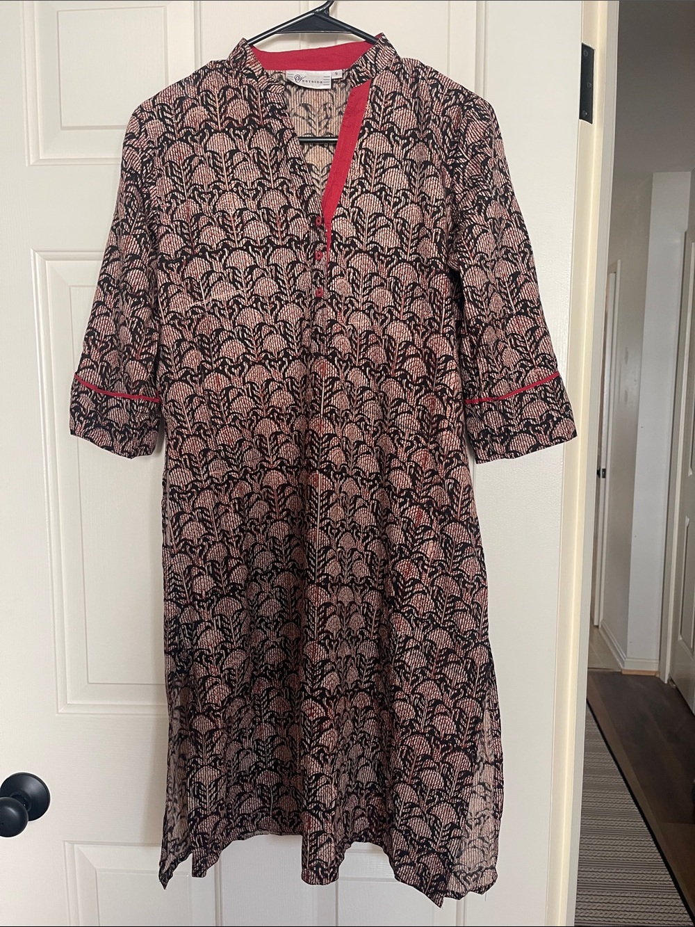 Westside Brown and Brick Red Cotton India Ethnic Kurta Side Slits and Pocket Sm